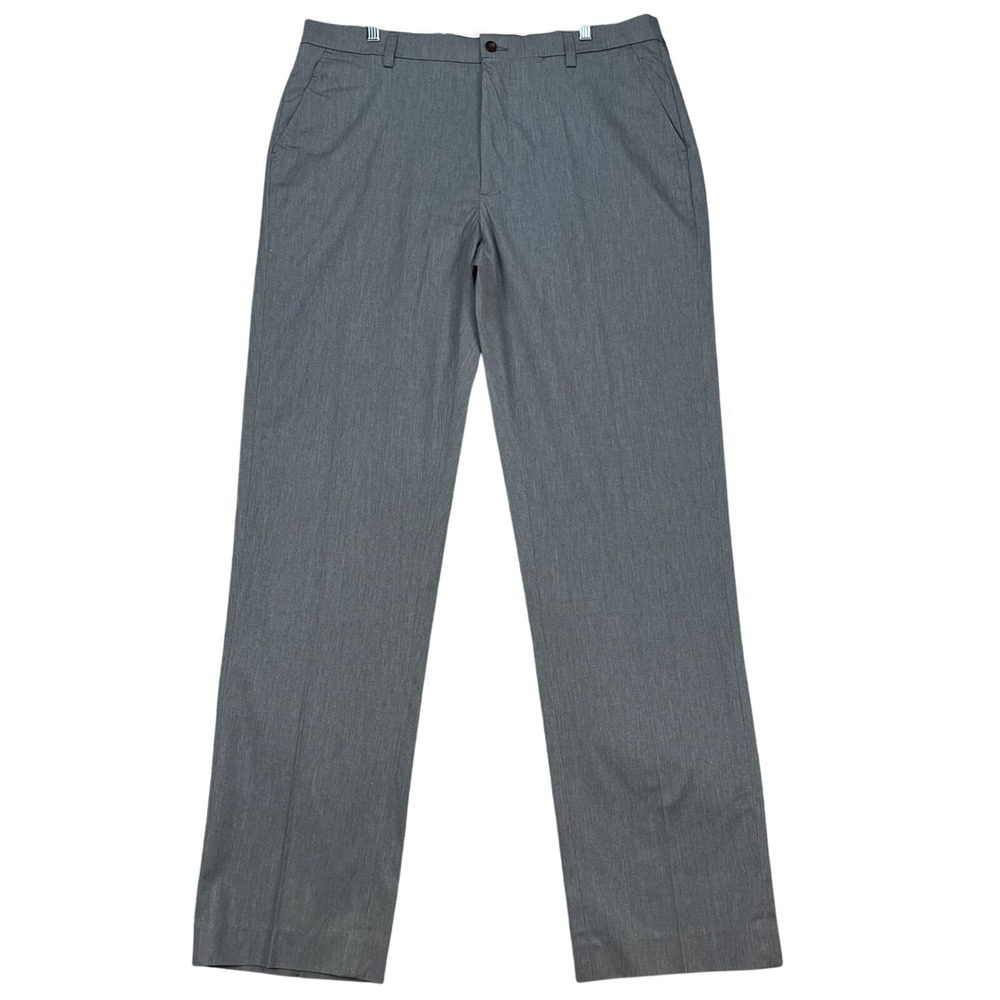 Orvis Pants Mens 38x35 Gray Dress Straight Leg Flat Front Stretch Pocket EUC